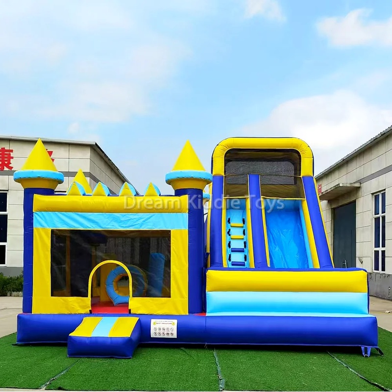 Kids Outdoor Wendy House - Château gonflable d'extérieur avec toboggan, trampoline