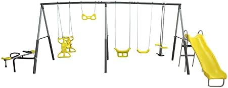 Kids Outdoor Swing Set With Slide - Ensemble de balançoires pour enfants Sun
