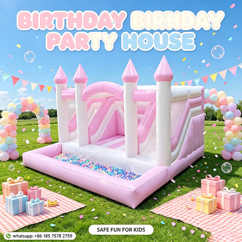 Kids Outdoor Jumping Castle - Château gonflable rose de princesse, unité