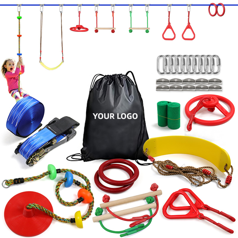 Kids Outdoor Ninja Course - Parcours d'obstacles Slackline Ninja Warrior pour