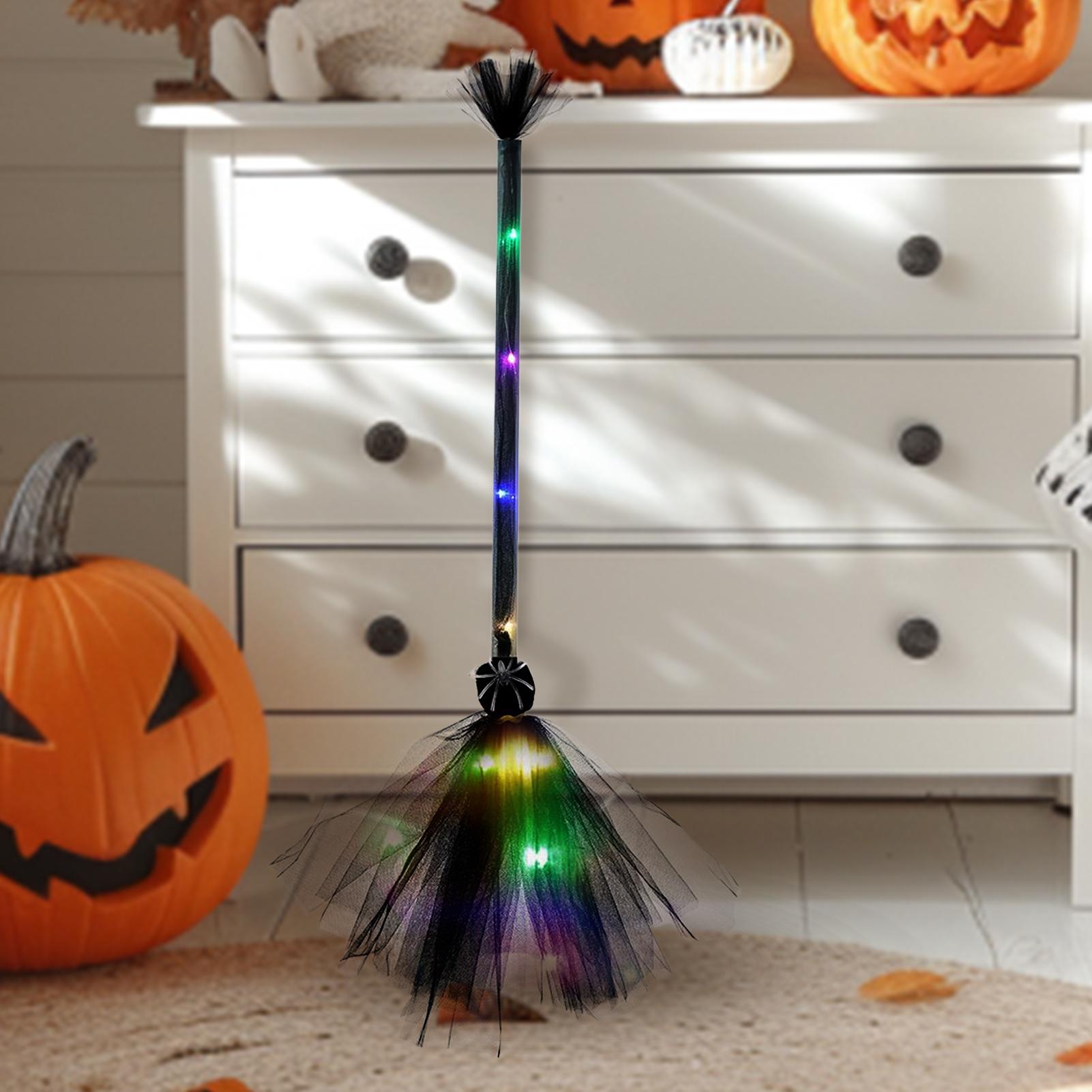 Kids Outdoor Broom - Balai de sorcière lumineux à piles,