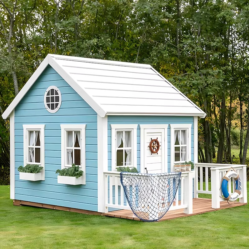 Kids Outdoor Wooden Playhouse - Maisonnette de jardin en bois pour