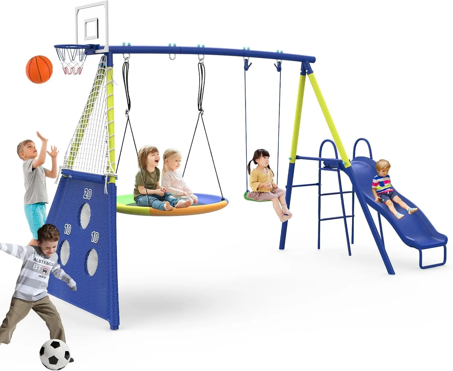 Ensemble de balançoires pour j - Kids Outdoor Swing Set With Slide avis et prix