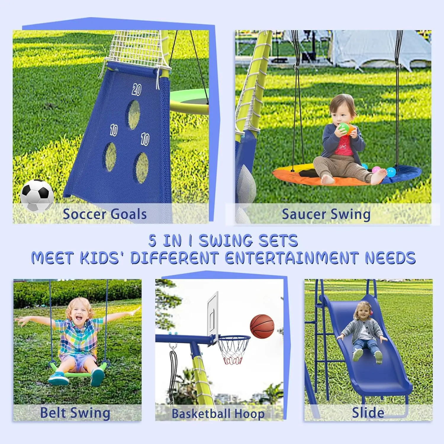 Ensemble de balançoires pour j - Kids Outdoor Swing Set With Slide avis et prix