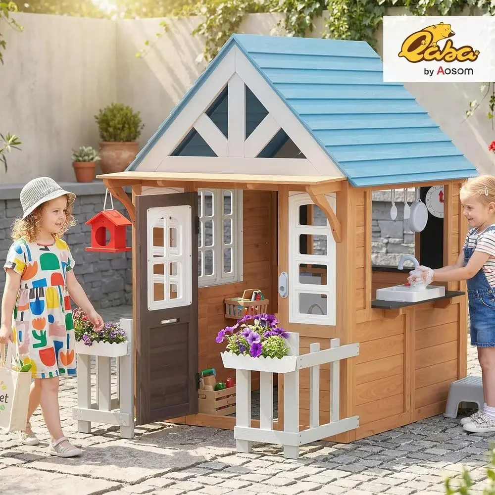 Maisonnette de jeu extérieure  - Kids Outdoor Wooden Playhouse avis et prix