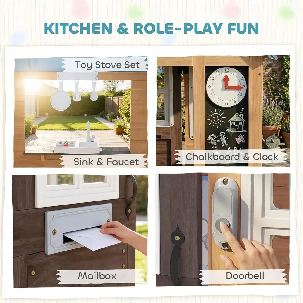 Maisonnette de jeu extérieure  - Kids Outdoor Wooden Playhouse avis et prix