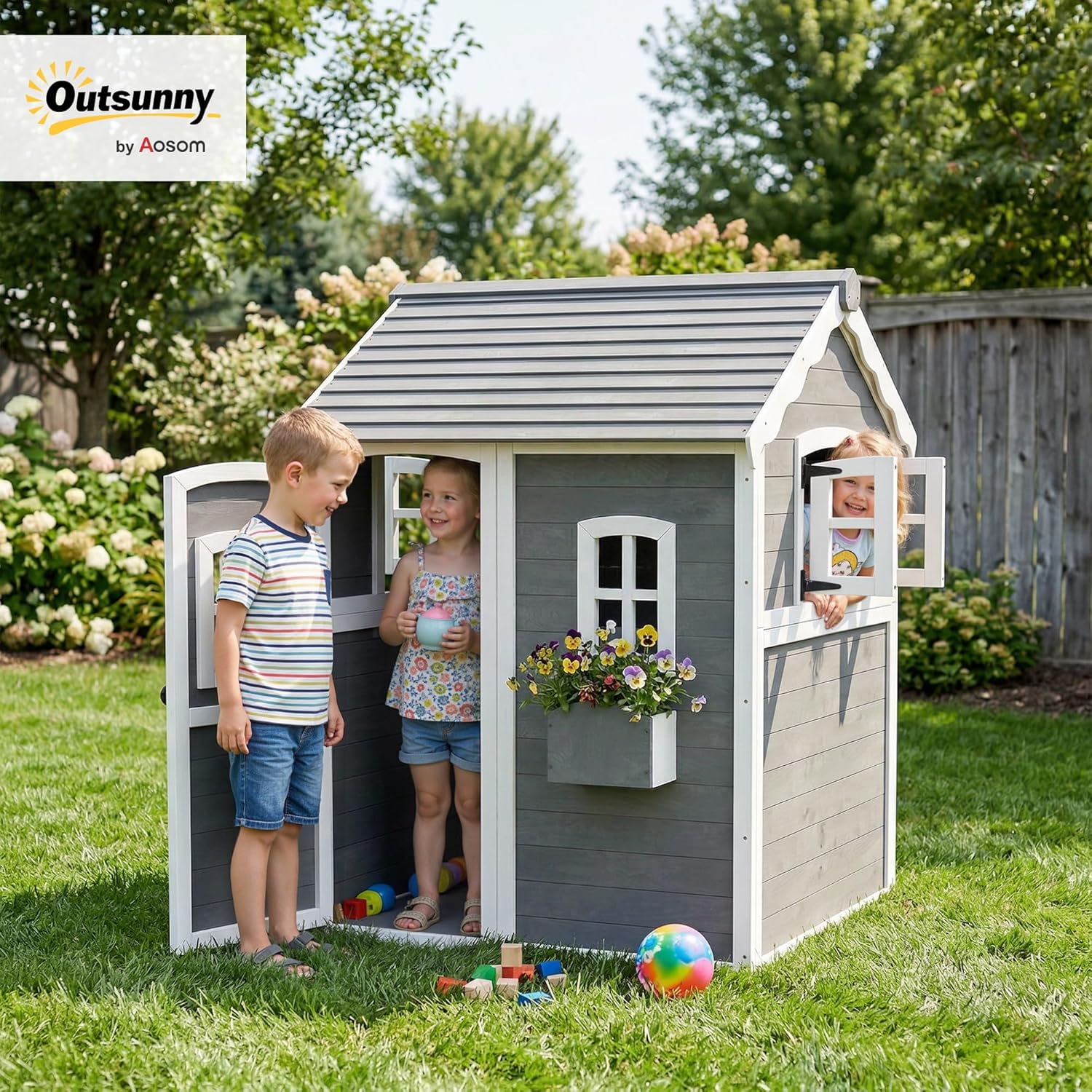 # Maison de jeu en bois pour l - Kids Outdoor Wooden Playhouse avis et prix