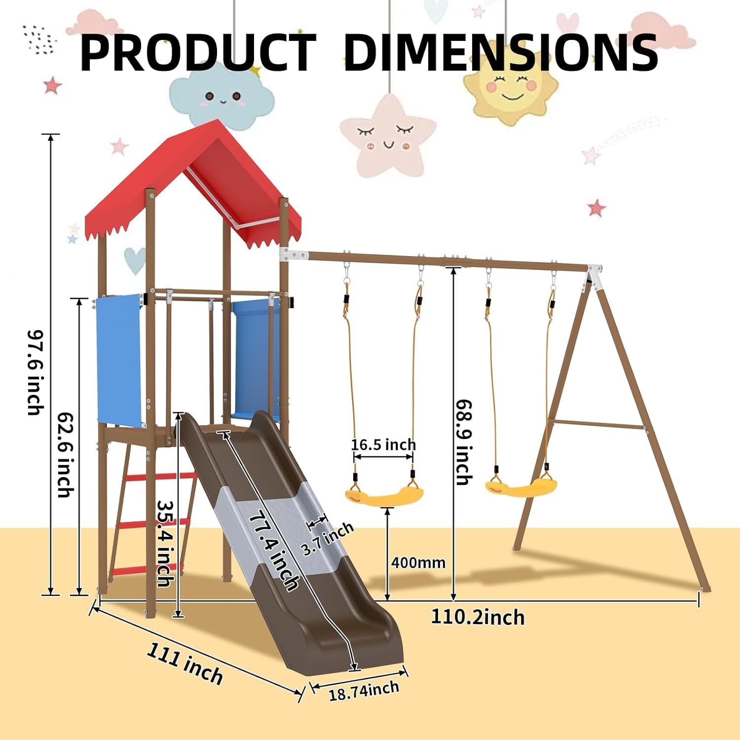 Ensemble de balançoires en mét - Kids Outdoor Swing Set With Slide avis et prix