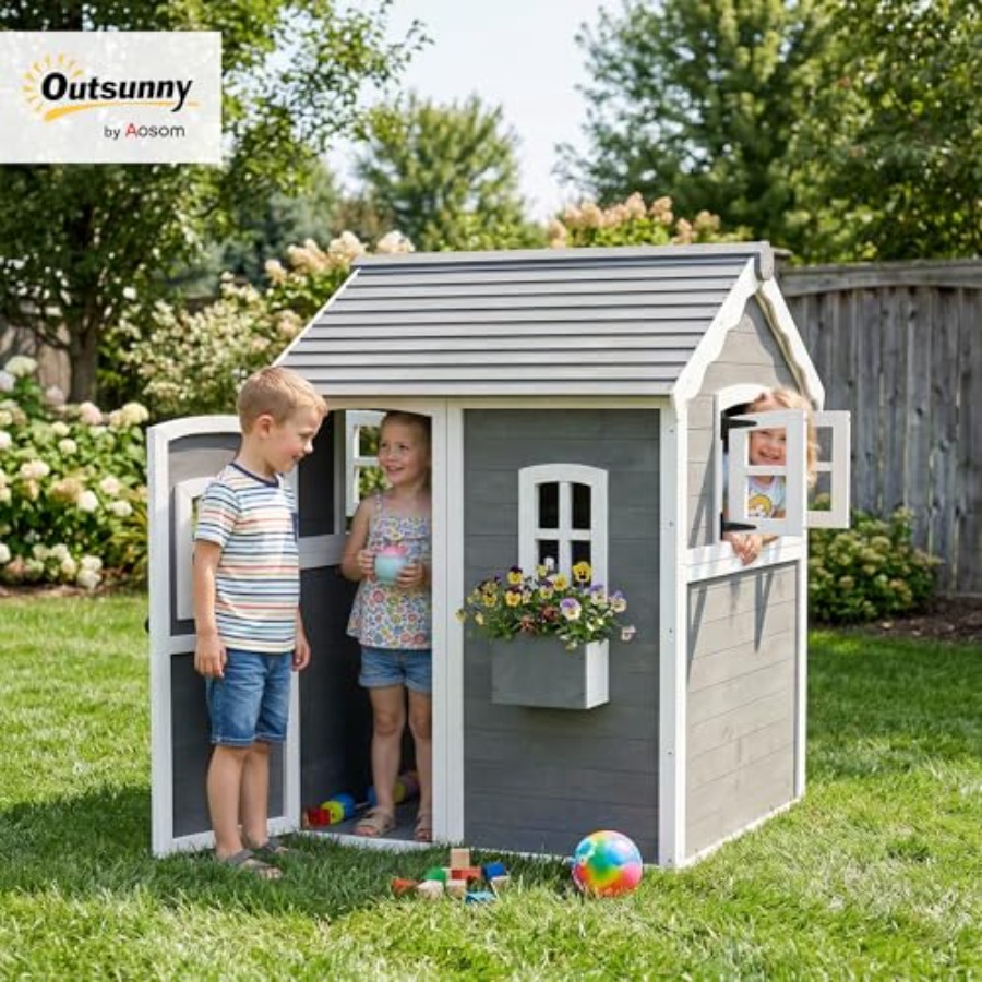 Maisonnette de jeu en bois pou - Kids Outdoor Wooden Playhouse avis et prix