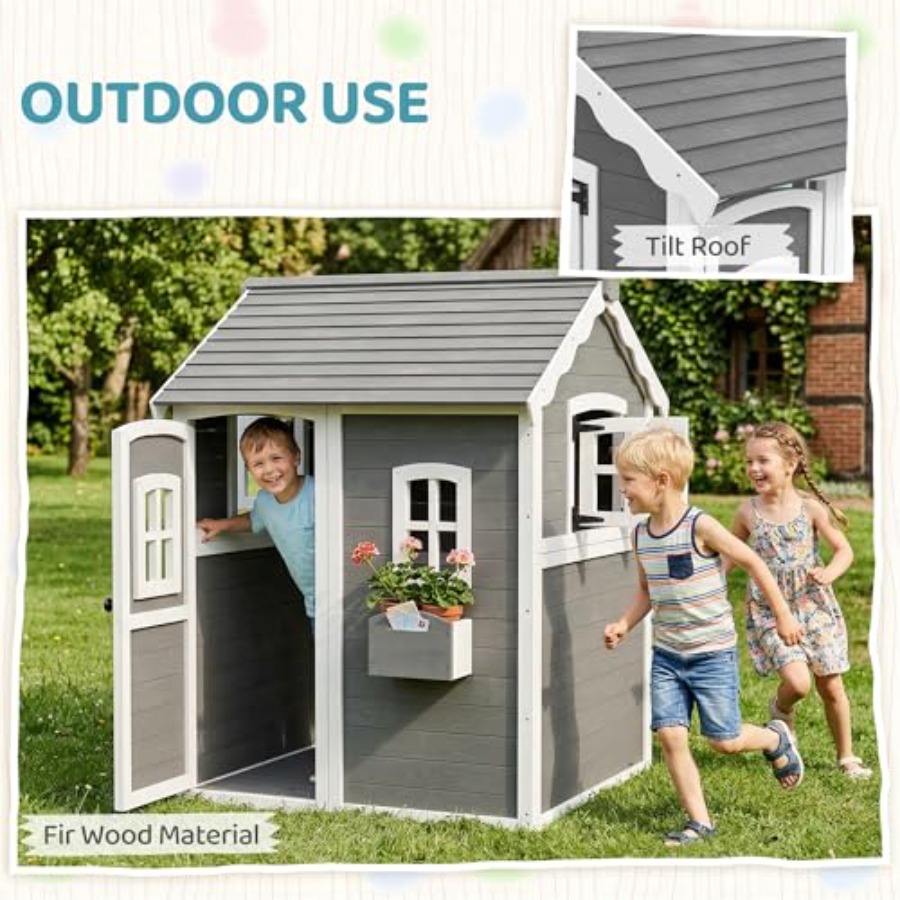 Maisonnette de jeu en bois pou - Kids Outdoor Wooden Playhouse avis et prix