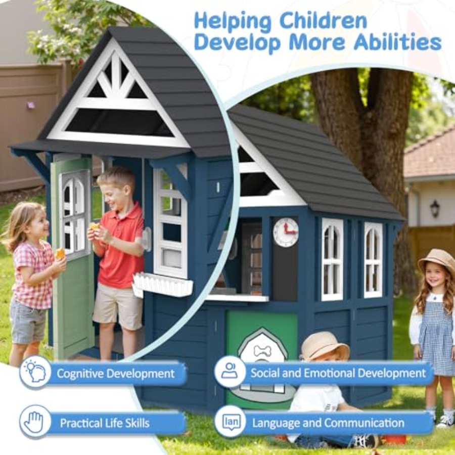 Maisonnette de jeu pour enfant - Kids Outdoor Wooden Playhouse avis et prix