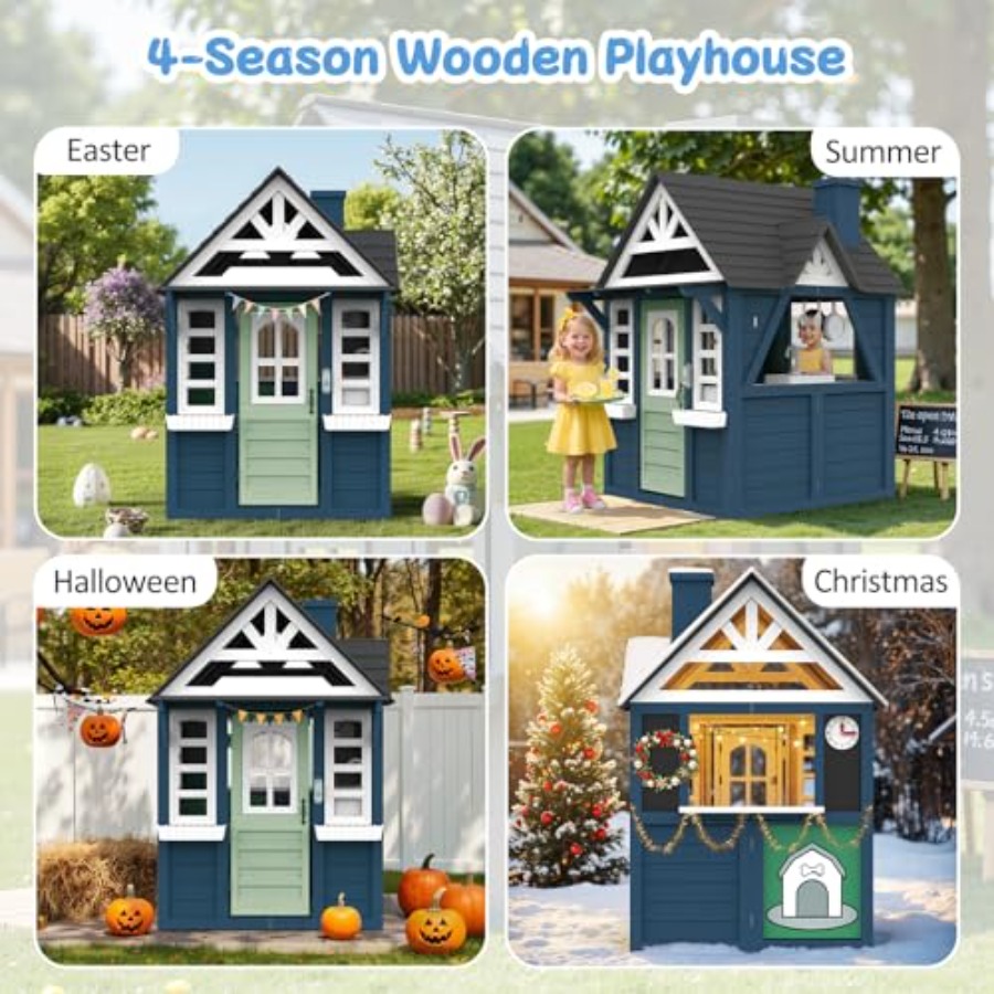 Maisonnette de jeu pour enfant - Kids Outdoor Wooden Playhouse avis et prix