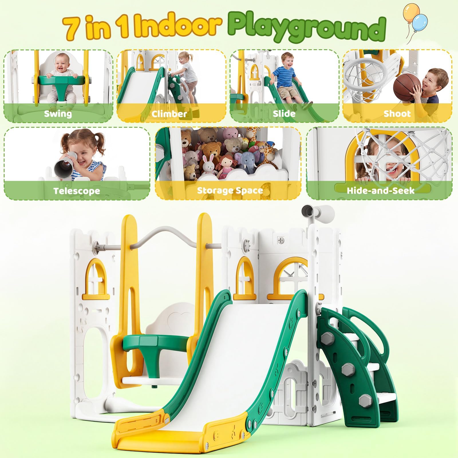 Ensemble de jeux 7 en 1 pour t - Kids Outdoor Swing Set With Slide avis et prix