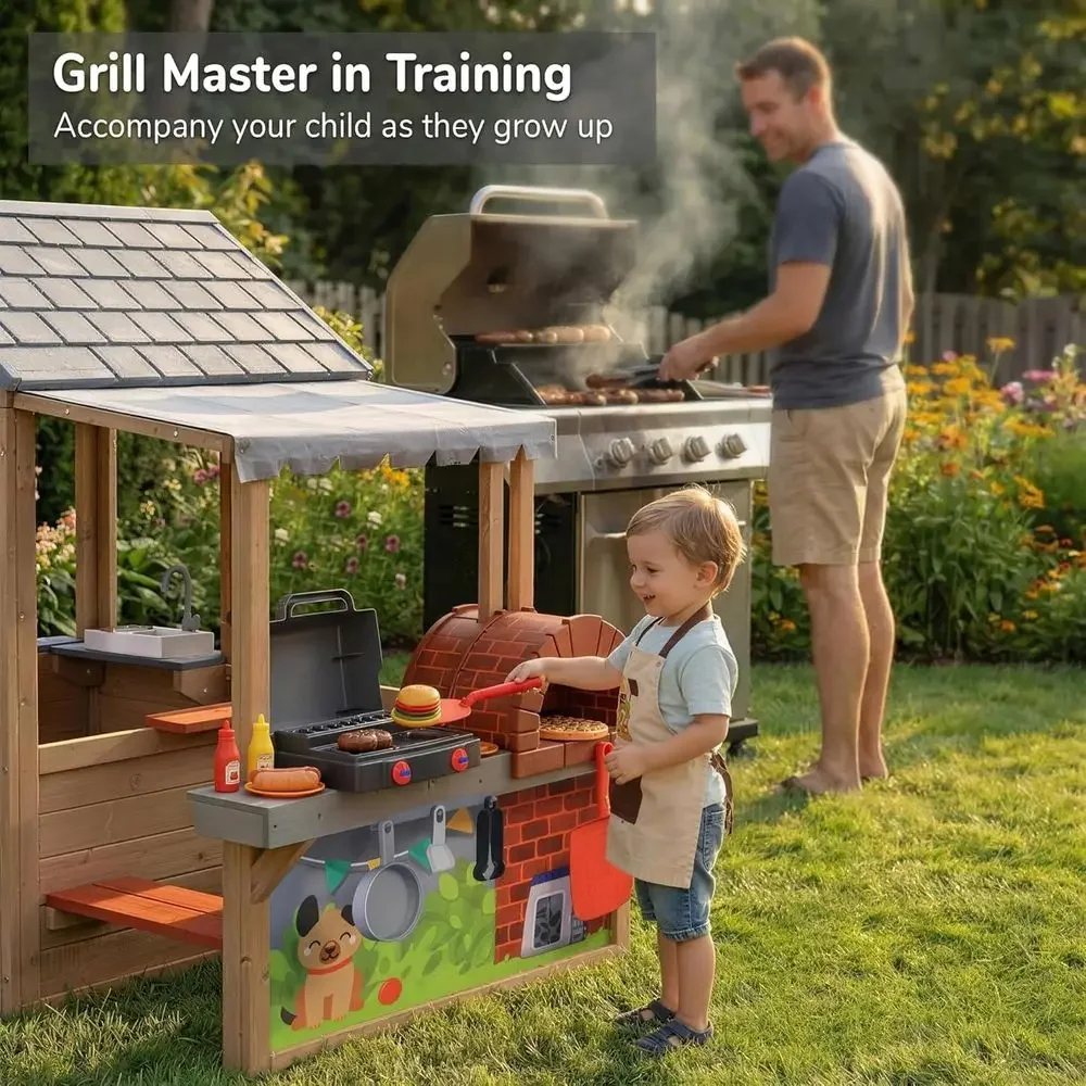 Maison de jeu en bois pour enf - Kids Outdoor Wooden Playhouse avis et prix
