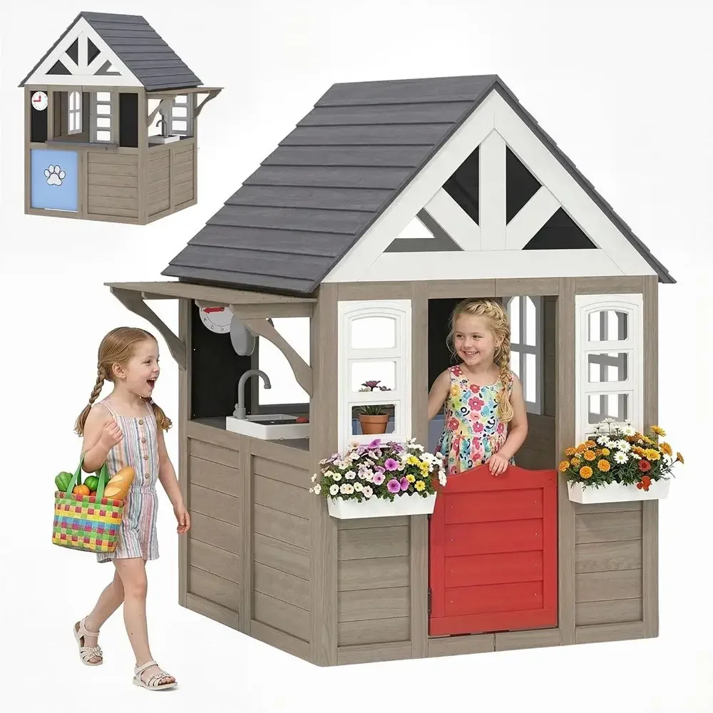 Maison de jeux extérieure Qaba - Kids Outdoor Wooden Playhouse avis et prix