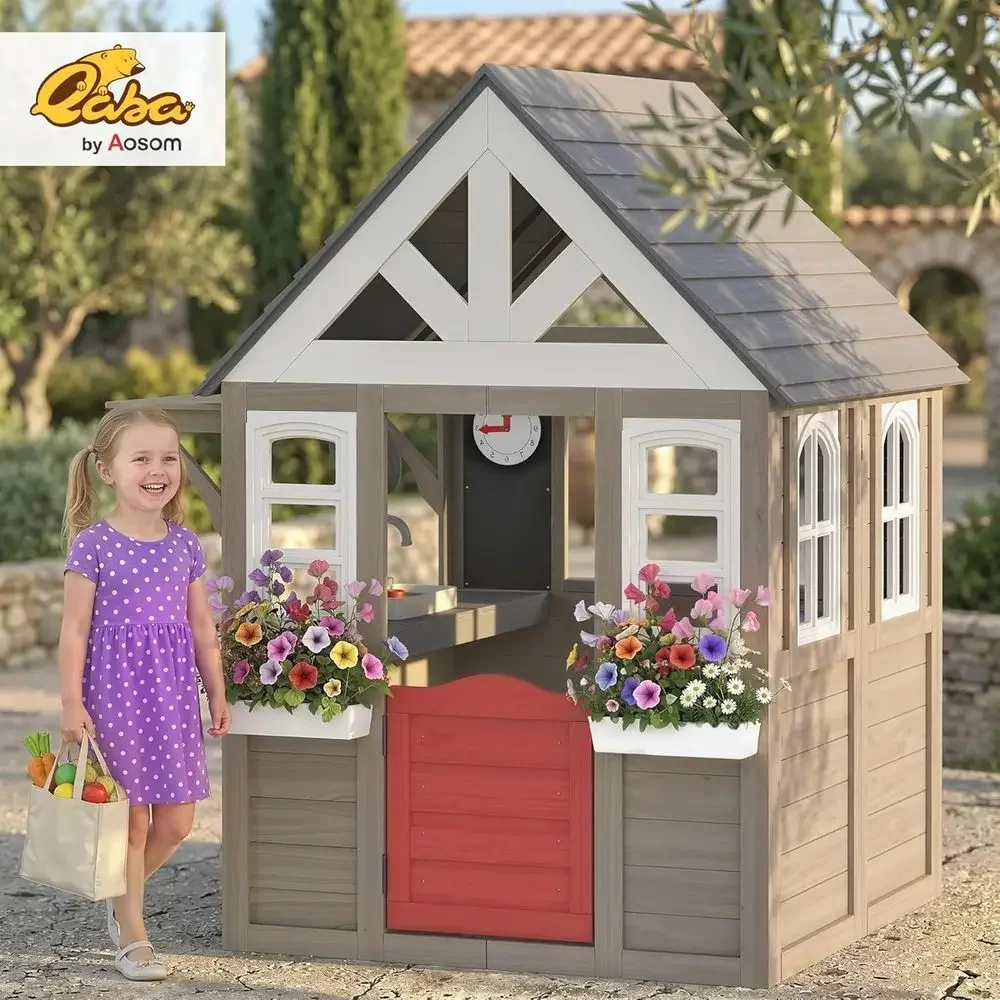 Maison de jeux extérieure Qaba - Kids Outdoor Wooden Playhouse avis et prix
