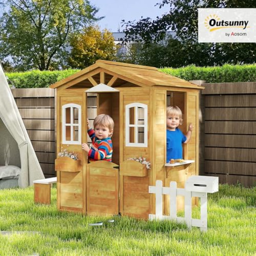 Maison de jeu extérieure pour  - Kids Outdoor Wooden Playhouse avis et prix