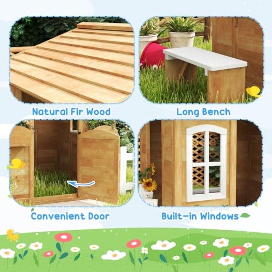 Maison de jeu extérieure pour  - Kids Outdoor Wooden Playhouse avis et prix